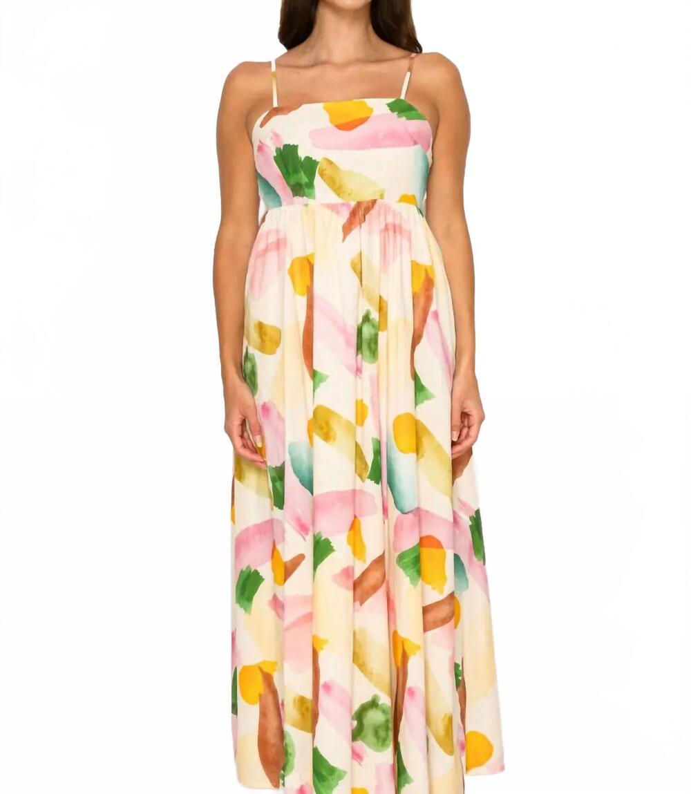 NEW MEET ME IN SANTORINI nympha bloom maxi dress in yellow multi